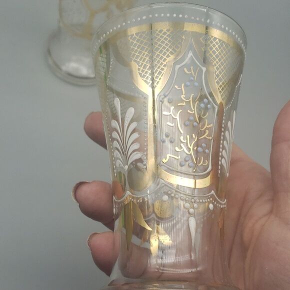 Vintage gold trimmed clear juice glasses set of two - Picture 5 of 10